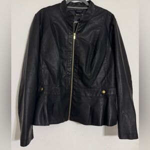 Baccini Faux Leather Black Jacket| Size 2XL